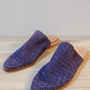 Moroccan babouche ,pointed toe mules (purple suede), - Pre Order