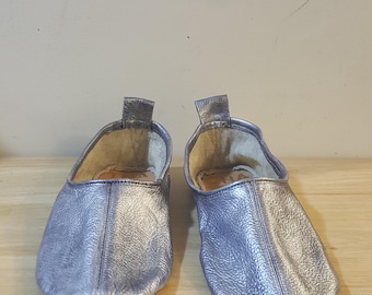 Luxury leather slipper, Gloves shoe, Indoor shoe (Pewter)