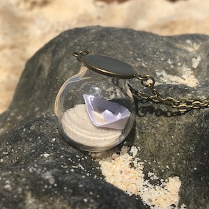 Barchetta origami, collana dei viaggiatori, collana con barchetta di carta, collana da personalizzare, collana con origami