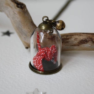 Regalo di Natale, collana origami gru rossa, regalo portafortuna