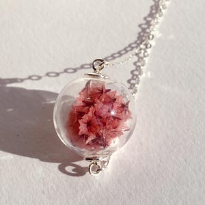 Handmade Antique Pink Long Necklace, Valentine&#39;s Day Gift, Silver Necklace