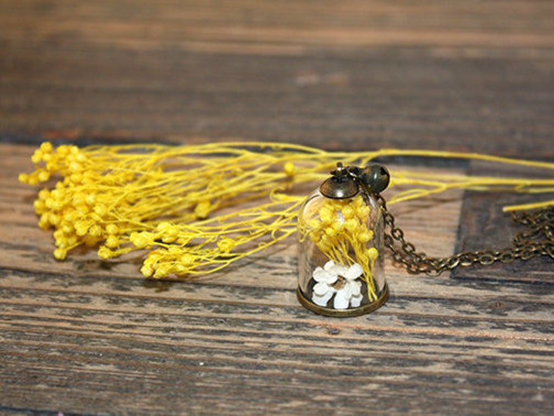 Long necklace with dried flowers