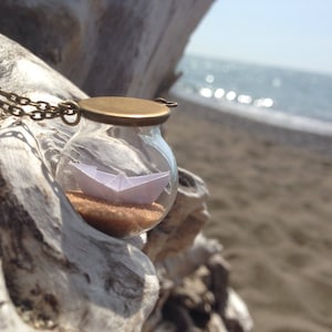 Barchetta origami, collana dei viaggiatori, collana con barchetta di carta, collana da personalizzare, collana con origami