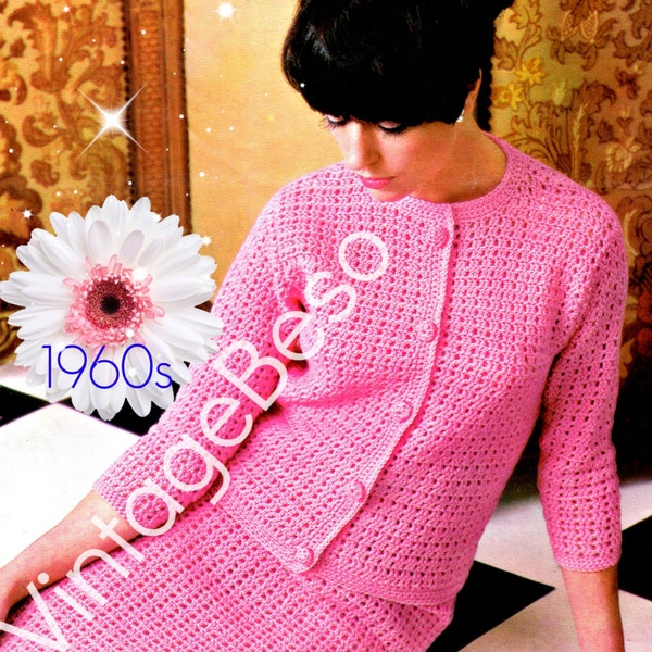 EASY Dress Crochet PATTERN • Vintage 1960s Ladies Dress Crochet Pattern • Top Pattern Skirt Pattern Summer Wear • Watermarked PDF Only