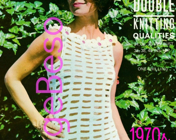 Peekaboo Dress Crochet Pattern • Groovy 60s Vintage RARE Flower Ladies Mesh Dress Summer Wear Mini • Watermarked PDF Only