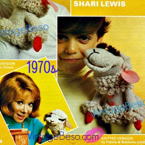 Könnte beinhalten: Vintage-Häkel- und Strickmuster aus den 1970er Jahren für die Herstellung einer Lamb Chop-Puppe. Das Muster ist für die berühmte Fernsehpuppe Lamb Chop, reproduziert mit freundlicher Genehmigung von Shari Lewis.