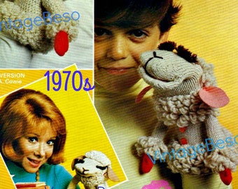 1970s Lamb Chop Puppet Knitting & Crochet Pattern • UK Version (Watermarked PDF)