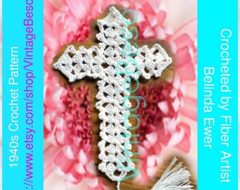 2 Patterns 1940s Bible Bookmark Crochet Pattern Crucifix Vintage Jesus Book Mark Reason for the Season • Watermarked PDF Only