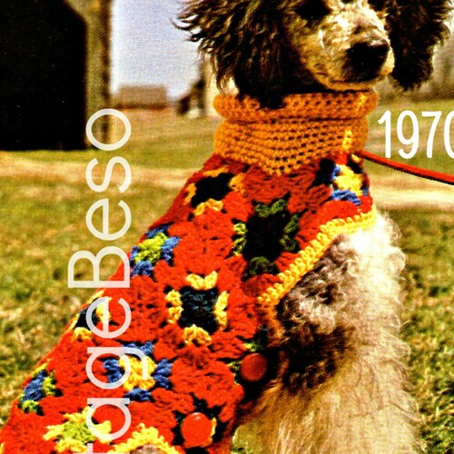 Dog Coat Crochet Pattern Cable Collar Vintage 1970s Granny Etsy