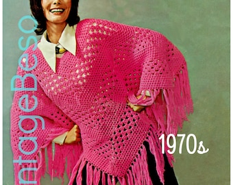 Crochet Poncho Pattern • Vintage 70s Groovy Ladies' Wear (Watermarked PDF Only)