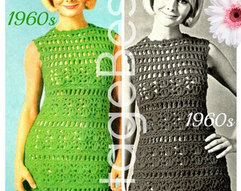 1960s Dress Crochet Pattern • Vintage Summer Wear is a Sexy Ladies Lace A-Line Dress • Vintage CROCHET PATTERN • Watermarked PDF Only