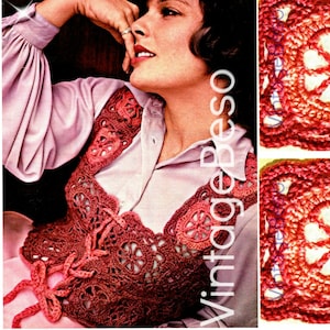 Vest Crochet Pattern Vintage • 1970s Granny Square Victorian Vest • Easy Retro Romantic Boho • Retro Crochet Pattern • Watermarked PDF Only