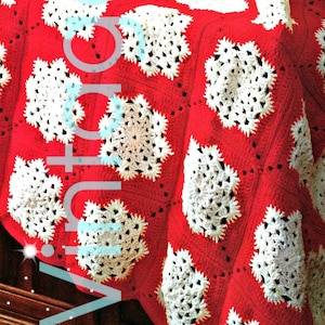 Afghan CROCHET Pattern • Vintage 1970s Snowflake Crochet Pattern • Christmas Crochet Pattern • Watermarked PDF Only