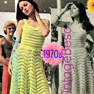 Sexy Summer Dress Vintage Crochet PATTERN Ladies 70s • Retro Dress Pattern • VintageBeso • Sexy Tank Top Style Dress • Watermarked PDF Only