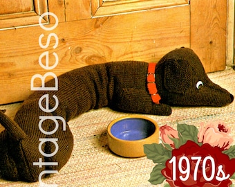 Doggie Door Draft Stopper KNITTING PATTERN • Dachshund Draught Excluder Home Decor prevents cold winds into your home • Watermarked PDF Only