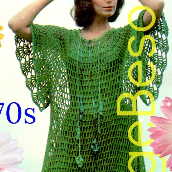 Sea Dance Dress Crochet Pattern • Ladies Maxi Dress • Caftan Dress • Peekaboo Web • Bikini Cover Up • 1970s Vintage • Watermarked PDF Only