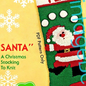 Juggling Santa Stocking Knitting Pattern • Classic • Bucilla • Watermarked PDF Only • 1960s Vintage Knit Pattern • Free Gift