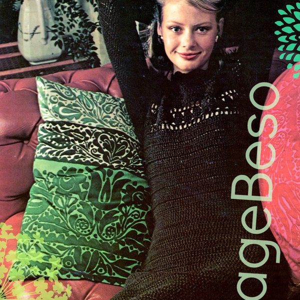 Maxi Dress Crochet Pattern • Dress Crochet Pattern • Vintage 1970s Romantic Greece Summer Pattern Lace Bordered • Watermarked PDF Only