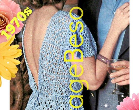 DIGITAL PATTERN • Ladies Top Crochet Pattern • PdF • Backless Sophisticate Dainty Top • Vintage 1970s Summer Top • Sizes 6 8 10 12 14 16