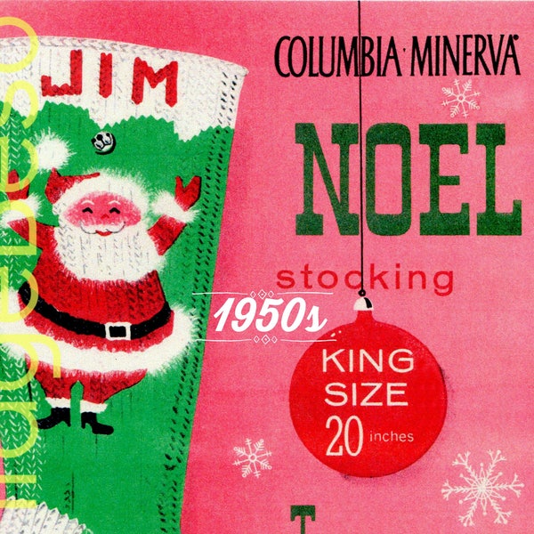 Christmas Stocking KNITTING Pattern • Vintage 1950s "Jim" Noel Stocking Pattern • Columbia Minerva • Watermarked PDF Only
