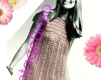 Vintage 1970s Crochet Dress Pattern • Sleeveless • Watermarked PDF Only