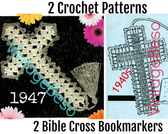 1940s Bible Cross Bookmark Crochet Pattern • Vintage Crochet Bible Cross • Bible Bookmark • Vintage Crochet Pattern • WATERMARKED PDF Only