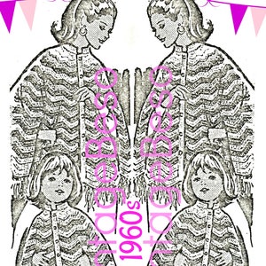 2 Cape Crochet Pattern • Vintage 1960s Cute Mail Order • Mother Daughter CROCHET CAPE • Mommy and Me Coat • Watermarked PDF Only