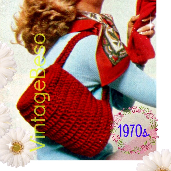 EASY Bag Crochet Pattern • 1970s Vintage Bag • Classic Bag with Strap and Zipper • Handbag • Retro Fun Tote • Watermarked PDF Only