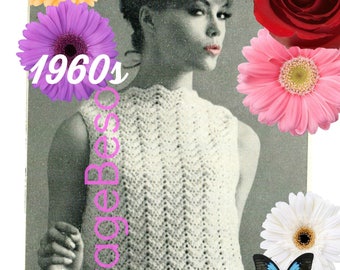 Easy Top CROCHET Pattern • Another Ripple Shell • 1960s Crochet Pattern • Digital • Zigzag Chevron Top • Watermarked PDF Only