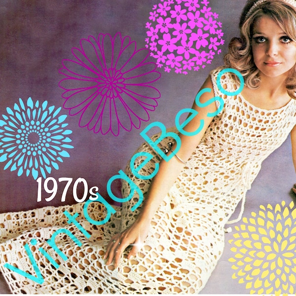 Romantic Maxi Dress CROCHET Pattern • PdF Pattern • Elegant Ladies Dress Crochet Digital Pattern• Wedding • After Party • Vintage 1970s