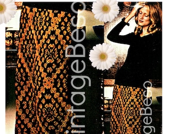 Skirt Crochet Pattern • Vintage 1970s Mosaic Evening Skirt • Mohair • Granny Square Motif Pattern • Dinner Party • Watermarked PDF Only