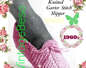 Pantoffels jaren 60 gebreid patroon: vintage ribbelsteek (alleen pdf met watermerk)