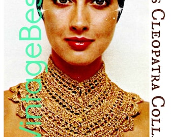 Cleopatra Kragen Häkelanleitung • 1970er Jahre ägyptischer Schmuck (PDF mit Wasserzeichen)