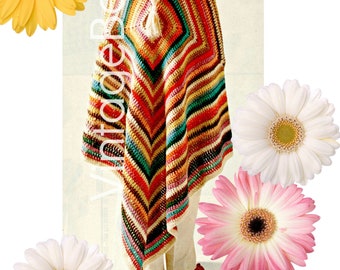 3 Patterns • Boho Retro 1970s Granny Square Crochet Patterns • Poncho Crochet Pattern • Top • Head Scarf • Watermarked PDF Only