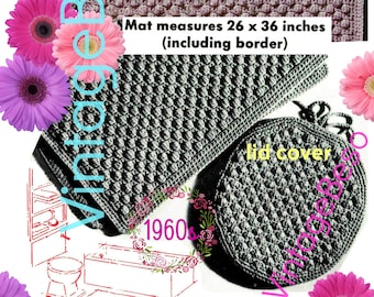 1960s Rug & Lid Cover Crochet Pattern • "Pebbles" Bathroom Set • Watermark PDF Only