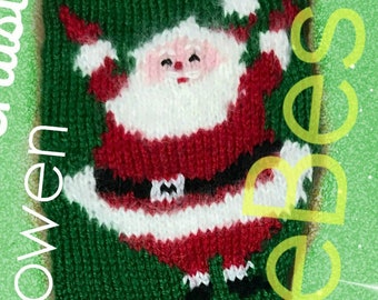 Vintage Santa Knit Christmas Stocking Pattern • Watermarked PDF Only