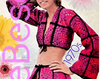 2 Patterns • Old Hollywood CROCHET Pattern • Top + Skirt Crochet Pattern • Vintage Granny Square • Watermarked PDF Only