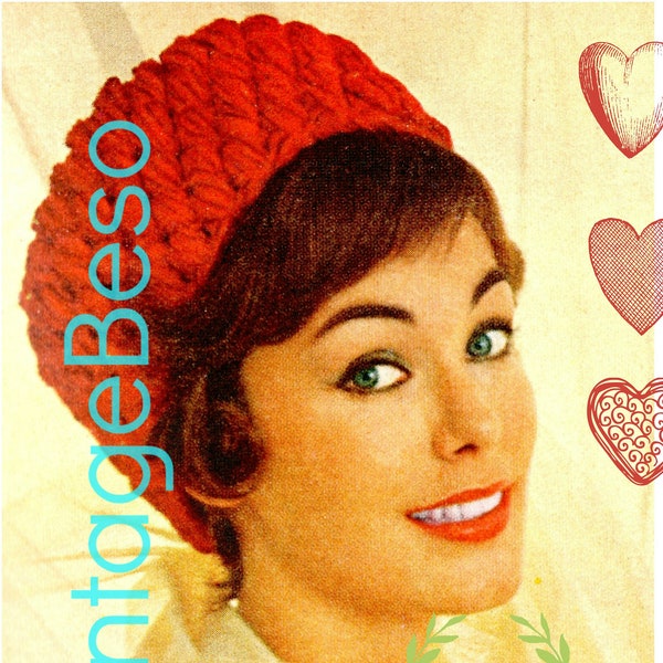 Hat Crochet Pattern • 1960s Red Pill Box Hat Crochet Pattern • Traditional Popular Hat • Fun and Feminine • Watermarked PDF Only