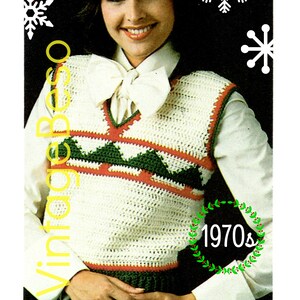 Vest Crochet Pattern • Christmas Trees • Vintage 1970s CROCHET Pattern • Mostly in DC and Trees in SC • Watermarked PdF Only