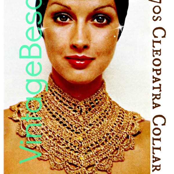 CLEOPATRA COLLAR Crochet Pattern • 1970s Super Short Egyptian Costume Jewelry Statement Piece • Watermarked PDF Only