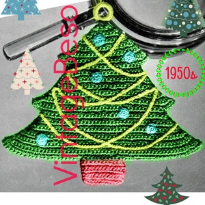 Christmas Tree Potholder Crochet Pattern • 1950s Classic Christmas • Crochet Christmas • Watermarked PDF Only