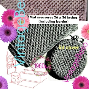 Rug Crochet Pattern + Lid Cover Crochet Pattern • Watermarked PDF Only • 1960s Bathroom Set • Toilet Seat Pattern • Pebbles Pattern