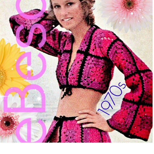 2 Patterns • Old Hollywood CROCHET Pattern • Top + Skirt Crochet Pattern • Vintage Granny Square • Watermarked PDF Only