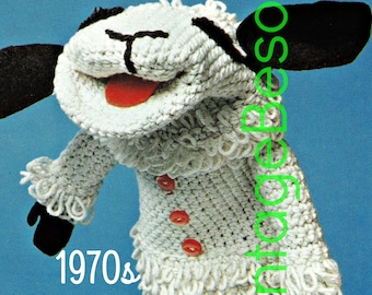 Vintage Lamb Chop BOTH Crochet + Knitting Lamb Chop Pattern Toy Sheep Crochet Puppet Toy Sheep Digital • Watermarked PDF Only