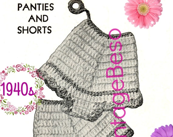 Panties and Shorts Potholder CROCHET Pattern • Vintage 1940s • Cute Bridal Shower or Wedding Gift • Underwear • Watermarked PDF Only