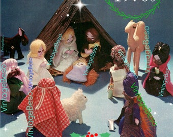 Mönster för julkrubba • Vintage dockor från 70-talet • Vattenstämpel, endast PDF