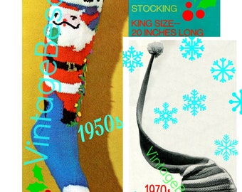 1950s Stocking Knitting Pattern + Free Pattern • Watermarked PDF Only • Vintage Christmas TOM Stocking • Columbia Minerva • Classic