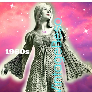 JULIET Dress Crochet Pattern Ladies Lace Dress Crochet Pattern Vintage 1960s Sizes 8 10 12 14 16 18 Watermarked PDF Only image 2
