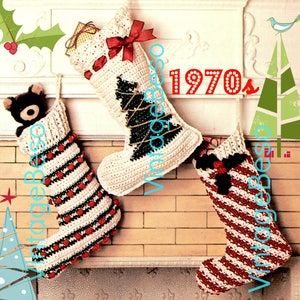 Classic Crochet Christmas • EASY STOCKiNG CROChET PATTeRNs • Vintage 1970s • Keepsake • Gift • Tree Candy • Decor • Watermarked PDF Only