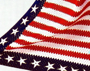 EASY Crochet Pattern • Vintage 1970s Stars and Bars AFGHAN American Flag • Patriotic • Independence Day Afghan • Watermarked PDF Only